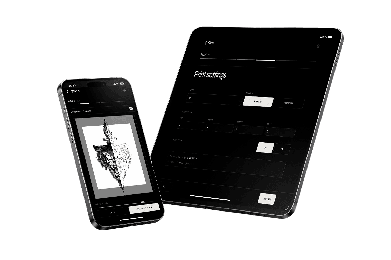 Slice on iPad and iPhone — scale and slice tattoo stencils for print